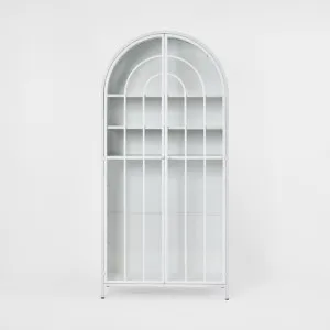 Hamptons Arched Glass Doors Cabinet White by OneWorld Collection, a Plants for sale on Style Sourcebook