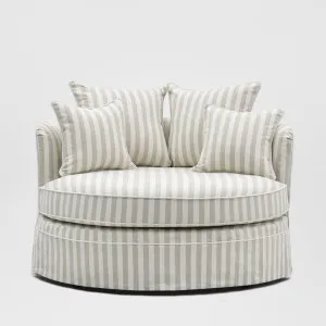 Noosa Hamptons Snuggle Chair Natural Stripe with White piping by OneWorld Collection, a Plants for sale on Style Sourcebook