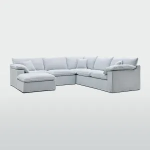 Norfolk 5 Seater Modular with Chaise (Reversible) Beach w/White piping by null, a Plants for sale on Style Sourcebook