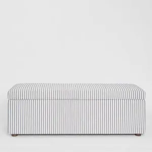 Newport Storage Ottoman White & Blue Pin Stripe by OneWorld Collection, a Christmas for sale on Style Sourcebook