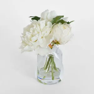 Peony Arrangement in Vase 23cm White by Florabelle Living, a Christmas for sale on Style Sourcebook
