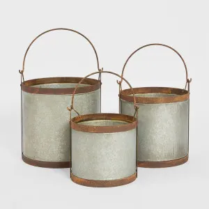 Set of 3 Bucket Planters Zinc by PERFECT PIECES, a Christmas for sale on Style Sourcebook