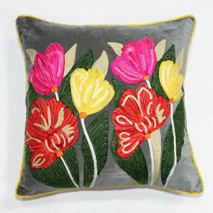 Lotus Flower Cushion 50x50cm Grey by Ruby Star, a Christmas for sale on Style Sourcebook