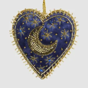 Celestial Moon Velvet Heart Decoration by Vixen & Velvet, a Christmas for sale on Style Sourcebook