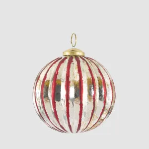 Ridged Glass Bauble Red & Gold by Vixen & Velvet, a Christmas for sale on Style Sourcebook