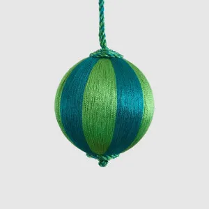 Silk Stripe Bauble Small Emerald & Green by Vixen & Velvet, a Christmas for sale on Style Sourcebook