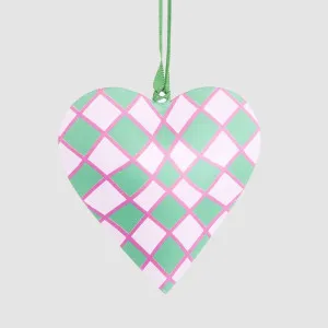 Joy Hand Painted Heart Tree Decoration Pink & Green by Vixen & Velvet, a Christmas for sale on Style Sourcebook