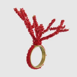 Beaded Coral Napkin Ring Red by Vixen & Velvet, a Christmas for sale on Style Sourcebook