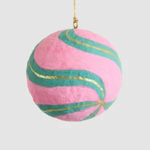 Mache Bauble Teal Swirl on Pink by Vixen & Velvet, a Lighting for sale on Style Sourcebook