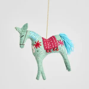 Paso Felt Horse Hanging Decoration Blue by Vixen & Velvet, a Cushions, Decorative Pillows for sale on Style Sourcebook
