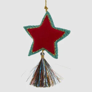 Shasa Tasselled Star Decoration Red Multi by Vixen & Velvet, a Plants for sale on Style Sourcebook