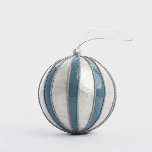 Stripe Handpainted Capiz Bauble Blue by Vixen & Velvet, a Decorative Accessories for sale on Style Sourcebook