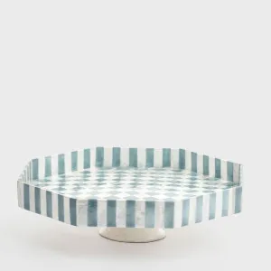 Blue Check Capiz Cake Stand Lge by Vixen & Velvet, a Decorative Accessories for sale on Style Sourcebook