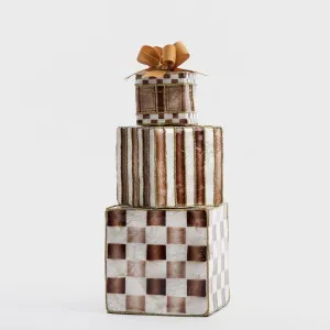 Checker Capiz Gift Stack Brown by Vixen & Velvet, a Lighting for sale on Style Sourcebook
