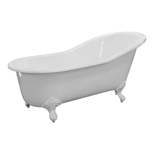 170cm Single End Slipper Cast Iron Bath with Feet, White by Schots, a Bathtubs for sale on Style Sourcebook