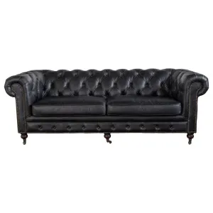 Sheffield 3 Seater Leather Sofa Black by Schots, a Sofas for sale on Style Sourcebook