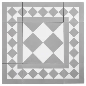 Lindon 20x20  Encaustic Feature Tile, White & Grey by Schots, a Encaustic Tiles for sale on Style Sourcebook