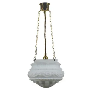 Premier 12'' Opal Matte on 3 Chain Suspension, Polished Brass by Lighting Inspirations, a Fixed Lights for sale on Style Sourcebook