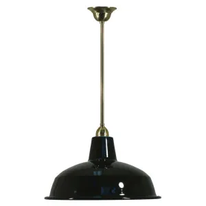 Warehouse 300mm Black Metal Shade on Rod Set 1/2'' x 1/2m, Polished Brass by Lighting Inspirations, a Fixed Lights for sale on Style Sourcebook