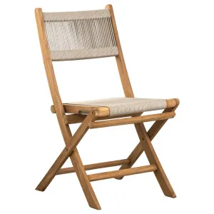 Tiki Folding Teak Chair with Beige Rope by Schots, a Chairs for sale on Style Sourcebook