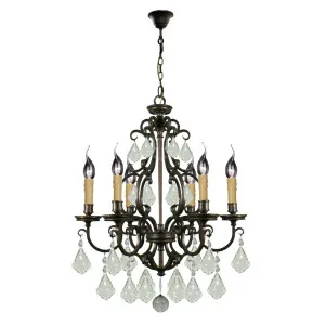 Louis 15th 6 Light Crystal Glass Chandelier, Bronze by Lighting Inspirations, a Chandeliers for sale on Style Sourcebook