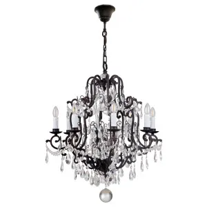 Salzburg 8 Light Crystal Glass Chandelier Light, Bronze by Lighting Inspirations, a Fixed Lights for sale on Style Sourcebook