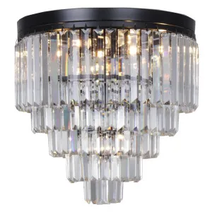 Celestial 40cm Flush 6 Light 5 Tier Crystal Glass Chandelier, Black by Lighting Inspirations, a Chandeliers for sale on Style Sourcebook