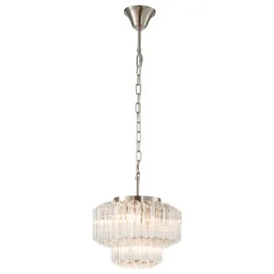 Calista Small 32cm 4 Light 2 Tier Chandelier, Brushed Nickel by Lighting Inspirations, a Chandeliers for sale on Style Sourcebook