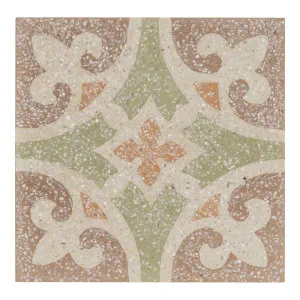 Louis Terrazzo 20x20x1.6 Encaustic Tile with Chips, Stone  Green & Burgundy by Schots, a Encaustic Tiles for sale on Style Sourcebook