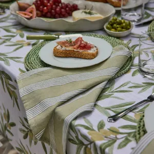 Set /4 Catania Green Stripe Napkins by Madras Link, a Napkins for sale on Style Sourcebook