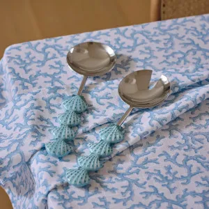 Scallop Blue Salad Server Set 2 by Madras Link, a Salad Bowls & Servers for sale on Style Sourcebook