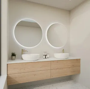 Circo W Framed Round LED Mirror available in 4 sizes Gun Metal 600mm by Luxe Mirrors, a Illuminated Mirrors for sale on Style Sourcebook