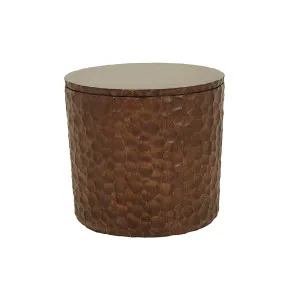 Andes Drum Side Table - Mocha Oak by GlobeWest, a Side Table for sale on Style Sourcebook