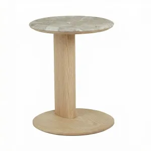 Rudy Marble Side Table - Matt Castle Grey Marble - Natural Ash by GlobeWest, a Side Table for sale on Style Sourcebook