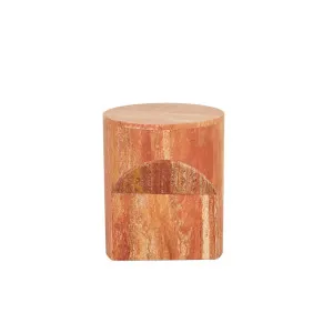 Atlas Pinnacle Side Table - Satin Red Travertine by GlobeWest, a Side Table for sale on Style Sourcebook