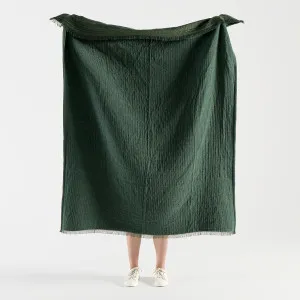 Muse Raya Chenille Gauze Reversible Throw Dark Green by Muse, a Throws for sale on Style Sourcebook