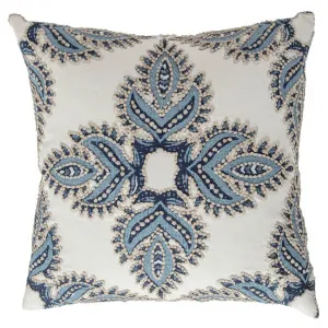 Muse Skylar Embroidered Cushion White/Blue by Muse, a Cushions, Decorative Pillows for sale on Style Sourcebook