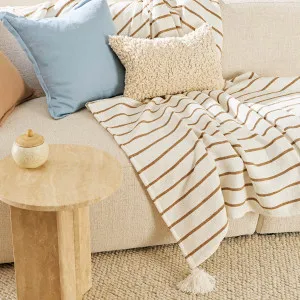 Muse Vale Stripe Chenille Extra Large Throw White/Natural by Muse, a Throws for sale on Style Sourcebook