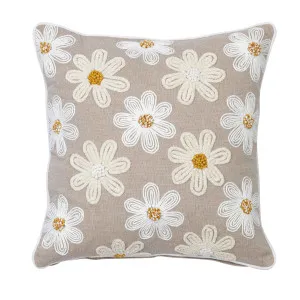 Muse Daisy Chain Embroidered Square Cushion Natural by Muse, a Cushions, Decorative Pillows for sale on Style Sourcebook