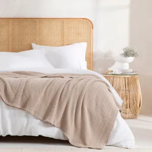 Hilton Knit Weave 360Gsm Cotton Blanket Latte by Hilton, a Blankets & Throws for sale on Style Sourcebook