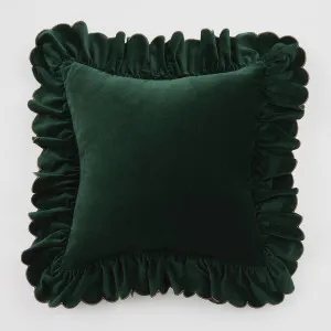 Muse Celine Scalloped Frill Velvet Feather Cushion Green by Muse, a Cushions, Decorative Pillows for sale on Style Sourcebook