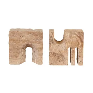 Rufus Rovine Set of 2 Bookends - Travertine by GlobeWest, a Statues & Ornaments for sale on Style Sourcebook