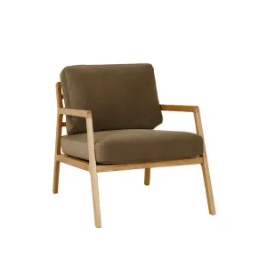 Tolv Nysse Occasional Chair - Olive Nano-Suede - Light Oak by Tolv, a Chairs for sale on Style Sourcebook