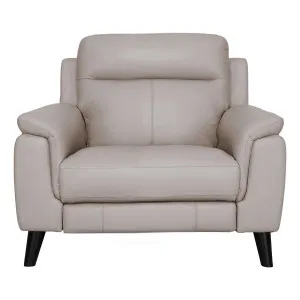 Forbes Fixed Armchair in Leather Light Mocha by OZ Design, a Chairs for sale on Style Sourcebook