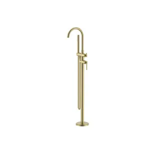 Manhattan Floor Bath Mixer With Shower Brushed Gold by Haus25, a Bathroom Taps & Mixers for sale on Style Sourcebook