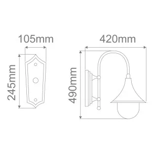 Domus Monaco Classic Curved Arm Outdoor Wall Light with Lantern Shade - Black by Domus, a Outdoor Lighting for sale on Style Sourcebook