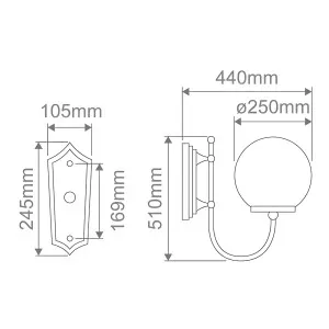 Domus Lisbon Classic U-Arm Outdoor Wall Light with Opal Sphere Shade - Beige by Domus, a Outdoor Lighting for sale on Style Sourcebook