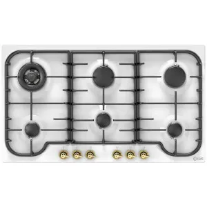 ILVE Nostalgie 86cm Gas Cooktop White and Brass HCB906CN-WHG by Ilve, a Cooktops for sale on Style Sourcebook