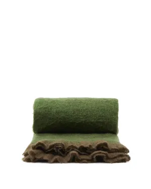 Odelna wool and acrylic throw with ruffles in green 130 x 170 cm by Kave Home, a Throws for sale on Style Sourcebook