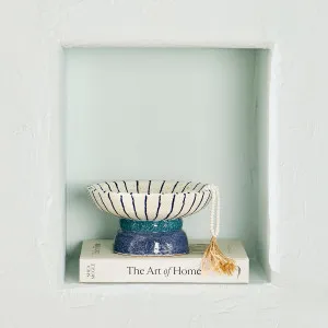 Muse Siba Stripe Decorative Bowl Blue/Cream by Muse, a Bowls for sale on Style Sourcebook